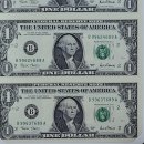 미국 2001년 B기호 뉴욕지역 발행한 4매 연결권 1달러 지폐 미사용급 이미지