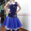 파티용 모던 드레스 파랑 쓰리톤 칼라 원피스 이미지