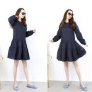 주은세탁 | 프린세스걸 네이비 루즈핏 미니 원피스 추천!핀턱주름 셔링 허리 리본으로 완성하는 봄·가을 데일리룩...