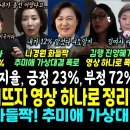 윤뚱 찐 지지율떴다, 긍정 23% ㄷㄷ 나경원 화들짝! 추미애 가상대결 폭로 &#34;내가 12% 앞섰다 알지?&#34; (김여사계 김행 양혜 비례 이미지