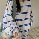 이너로 입기 좋은 여성 의류👕 캐주얼 스트라이프 맨투맨 후기😆🩵