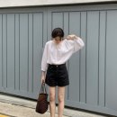 F319. 화이트 블라우스,셔츠 마 린넨 이미지
