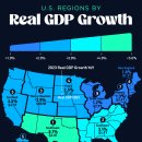 지도: 2023년 미국 지역의 실질 GDP 성장 이미지