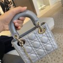 [디올 Dior] 레이디 디올 미니 오팔린 그레이 까나쥬 펄 양가죽 + 코디컷