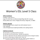 Women’s ESL Level 5 Class 소개 드려요 이미지