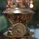 French Pump Lamp Circa 1800 Oil Light Ball Chimney Heirloom Brass 이미지