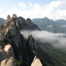 외설악의 울타리, 설악산 울산바위. 외설악의 구름바다 위에 우뚝 선 울산바위를 감상해 보세요! 이미지