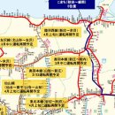 (JR동일본 3-22 발표) 재래선의 피해, 복구 및 재개 상황 및 운행 재개 예정의 지역별 지도상 표기 이미지