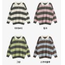 5321 | 브러쉬 스트라이프 카라넥 버튼 긴팔 니트 nt5321