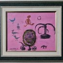 ★★ 장욱진 1964년 作 해바라기와 어린이, 뱀, 개, 새, 나무가 있는 풍경 H20 W25.5 ink on paper 이미지