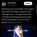 로드 매니지먼트가 부상방지나 피로감소에 영향이 없다고 얘기하는 NBA 이미지