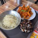 옥계정펜션 | 10월 마지막 게 내장파스타 모둠회 숙성회 명란구이 해물간짜장 탕수육 계란말이 부추삼겹살