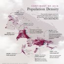 지도: 아시아의 밀도별 인구 패턴 이미지