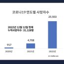 코로나19 연도별 사망자수 이미지