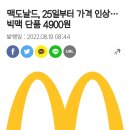 맥도날드, 25일부터 가격 인상…빅맥 단품 4900원 이미지