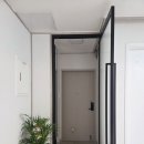 롯데하이텔 | 인천 주안롯데하이텔 현관중문 여닫이｜블랙프레임 패브릭필름백유리 시공