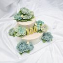 민트파파 | 100일 케이크 —파파시루의 민트 작약 2단 디자인
