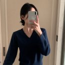 루-핏 | Aisle 아일 쇼핑몰 루 브이넥 니트 인디고 블루 착용후기 코디 핏 사이즈