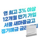 12개월 만기 연 최고 3% 이상 이율 서울지역 MG새마을금고 정기예금 금리 비교