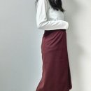 버건디55 | 미디스커트 추천 아그넬로 스텔라 미디 스커트 버건디 착용후기