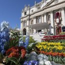 성 베드로 광장과 성 베드로 대성전, 주님 부활 대축일 위한 다채로운 정원 된다 이미지
