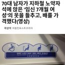 70대 남자가 지하철 노약자석에 앉은 '임신 7개월 여성'의 옷을 들추고, 배를 가격했다. 이미지