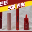 💄촉촉 틴트 5종 비교 💄롬앤 글래스팅 워터 틴트 | 삐아 럭키 샤인 틴트 | 어퓨 과즙팡 스파클링 틴트 | 페리페라 잉크 틴트 세럼 | 에뛰드 디어 달링 틴트 이미지