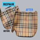 성한기업 | [REPAIR] 버버리 헤이마켓 론 버킷백 복원 후기 | 벗겨진 명품 가방 체크 무늬 마카쥬 리터치와 우레탄...