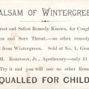 상록인쇄사 | 1870~80 - 기침 시럽제 윈터그린 발삼 (Balsam of Wintergreen)