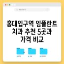 홍대입구역 임플란트 치과 추천 5곳과 가격 비교