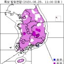 8월 28일(금요일) 07:00 현재 대한민국 날씨 및 기상특보 발효 현황 (울릉도, 독도 포함) 이미지