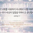 세상이 너희를 미워하지 아니하되 나를 미워하나니 이는 내가 세상의 일들을 악하다고 증언함이라 이미지