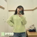 PVCS 헤어리 블렌드 풀오버 민트 니트 키작녀 코스모 워싱 청바지