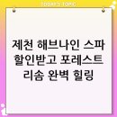 국민힐링365 | 2026년 완벽한 힐링 여행! 제천 해브나인 스파 할인 꿀팁 및 포레스트 리솜 후기