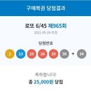 이번 965회 로또 당첨결과 입니다. 이미지