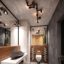 노출 콘크리트 욕실 인테리어 인더스트리얼 욕실 디자인 이미지