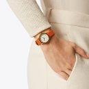 토리버치 GIGI WATCH, ORANGE LEATHER/GOLD-TONE, 28 MM 이미지