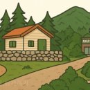 숲속의 돌담 이미지