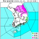 2/21 22시 대설주의보 발효중인 지역 이미지