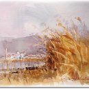 강변의 수채화 이미지