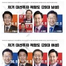 20대 남녀 차기 대선주자 지지율 이미지