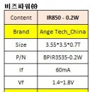 중국 3535 IR850nm 0.2W LED SPEC 비교 이미지