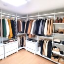율하e-편한세상아파트경로당 | 김해 율하이편한세상 드레스룸 시스템 행거 수납장 넣은 ㄱ자 인테리어
