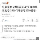 문 대통령 국정지지율 45%..비례투표 민주 33%·미래한국 25%(종합) 이미지