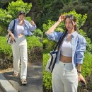여자 여름 청바지 추천, 파셀 PASEL 화이트 와이드 데님 팬츠, 체크 셔츠 코디