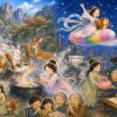 ＜Riding on a Rainbow Rice Cake＞ 선녀와 무지개떡 - 윤동재 시인의 ＜무지개떡을 타고＞ 이미지