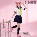 3 - 기본 교복 반팔 하복 상의 리본 타이 치마 고열사 가발 7개 (헤어네트 포함) 하트 귀걸이 양말...