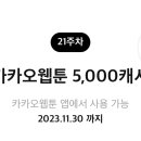 카카오웹툰 5000캐시 2개 이미지