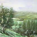 강변의 수채화 이미지