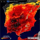 스페인의 지표면 기온이 60°C까지 오른 유럽의 폭염에 관광객에게도 경고 이미지